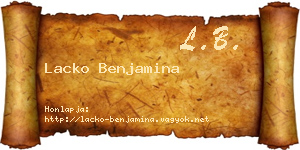 Lacko Benjamina névjegykártya